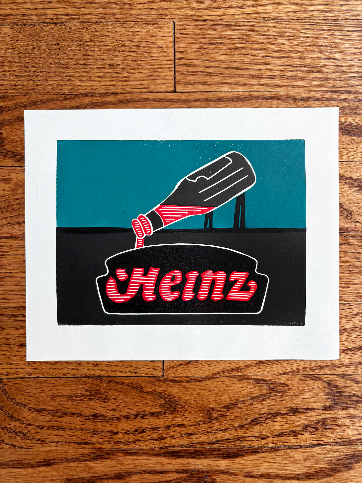 Heinz Neon Sign Block Print, "Filling Up" | SECOND EDITION