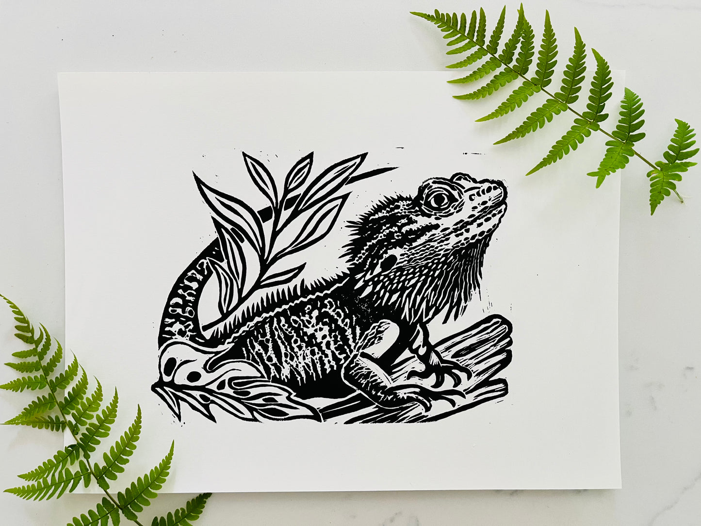 "Mother of Dragons" Bearded Dragon 9" x 12" Block Print