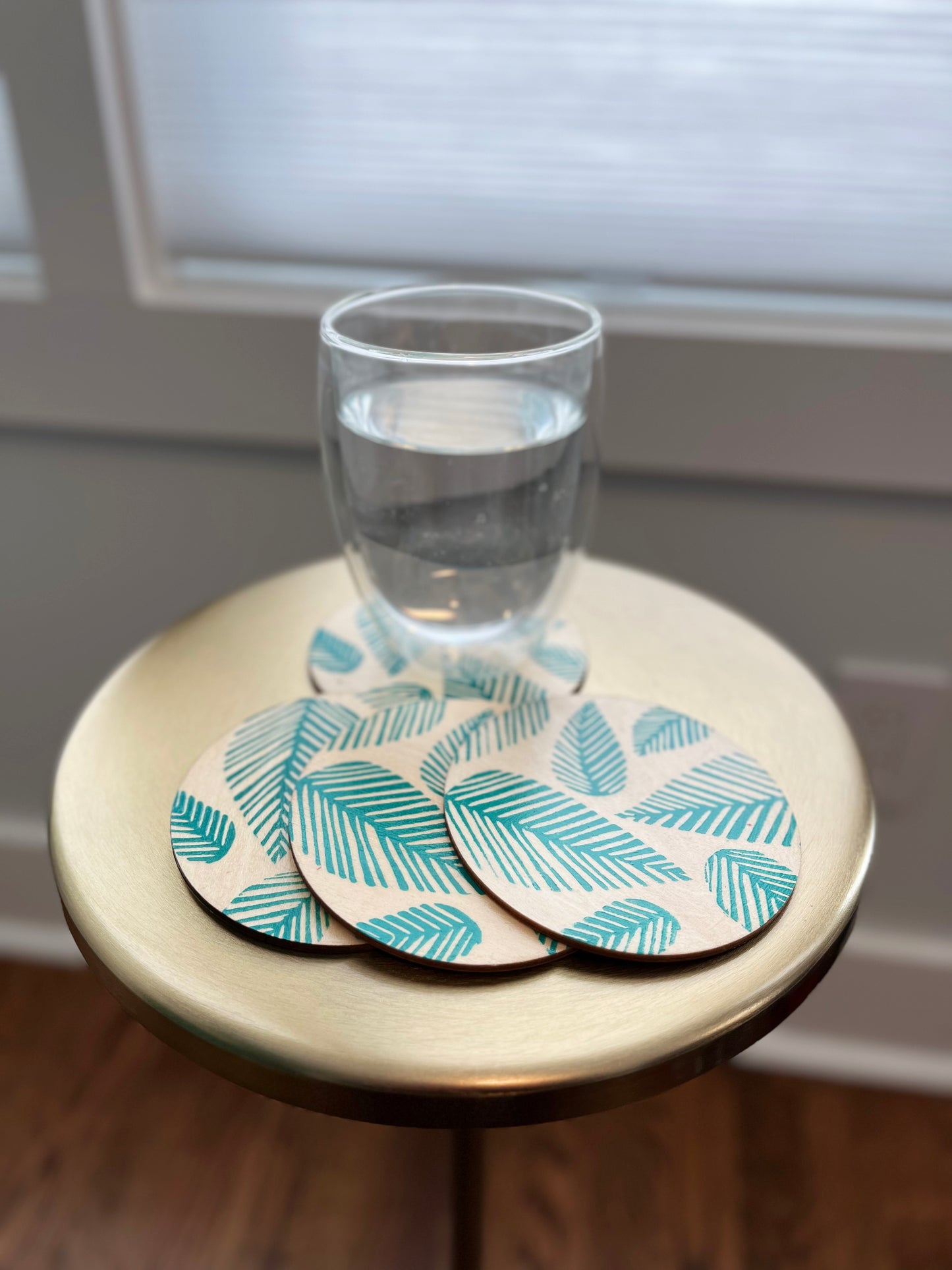 Coasters, Set of 4 | Hand Block Printed on Wood