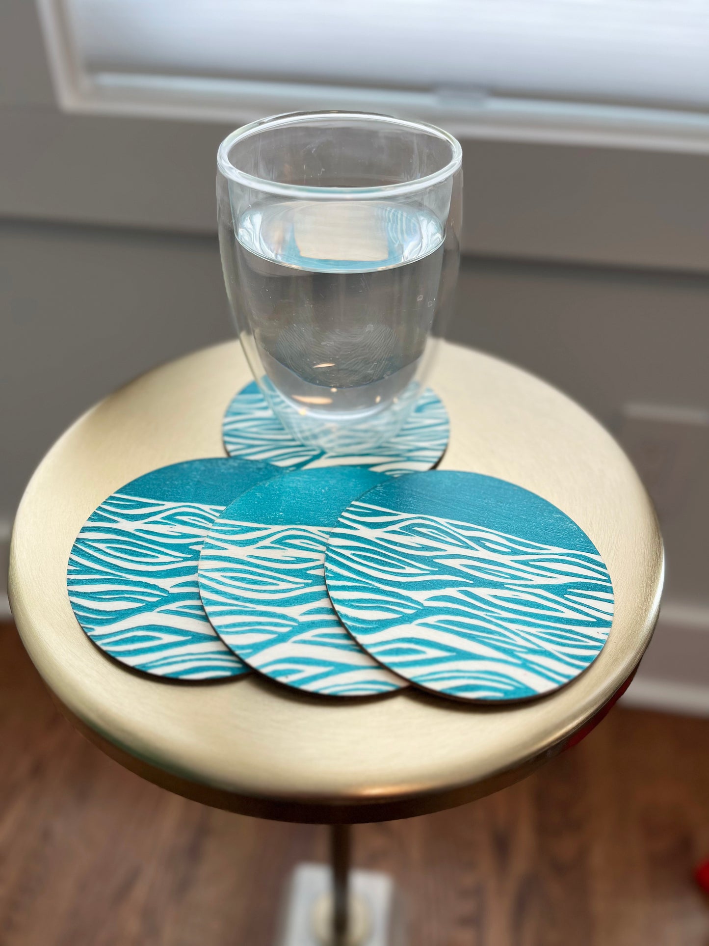 Coasters, Set of 4 | Hand Block Printed on Wood