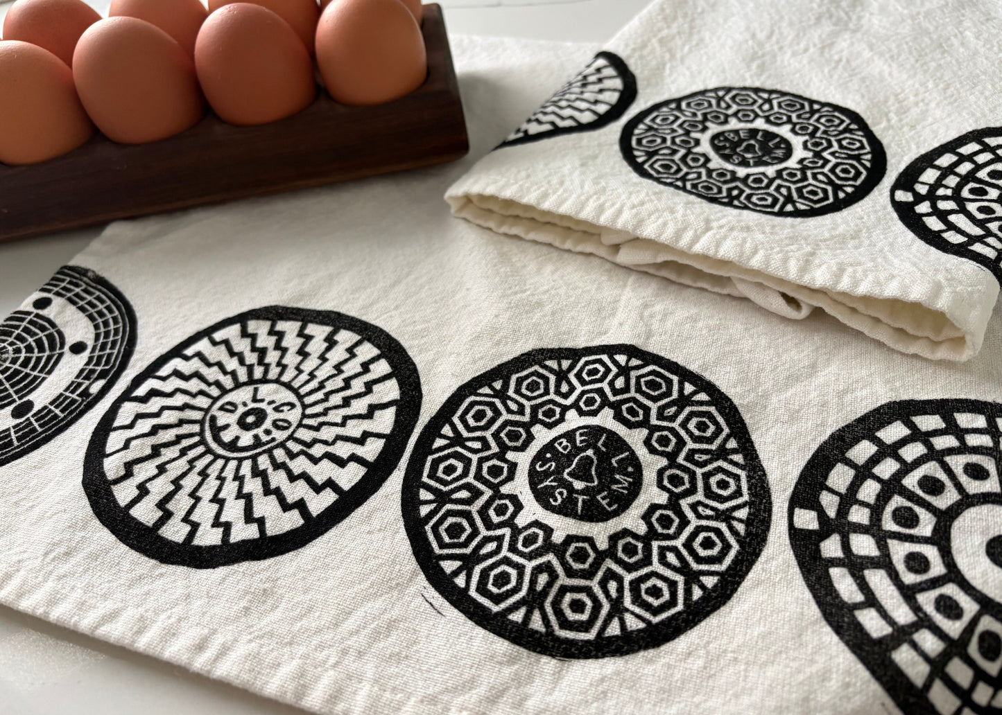 Manhole Mandala Hand Towel | Block Printed by Hand