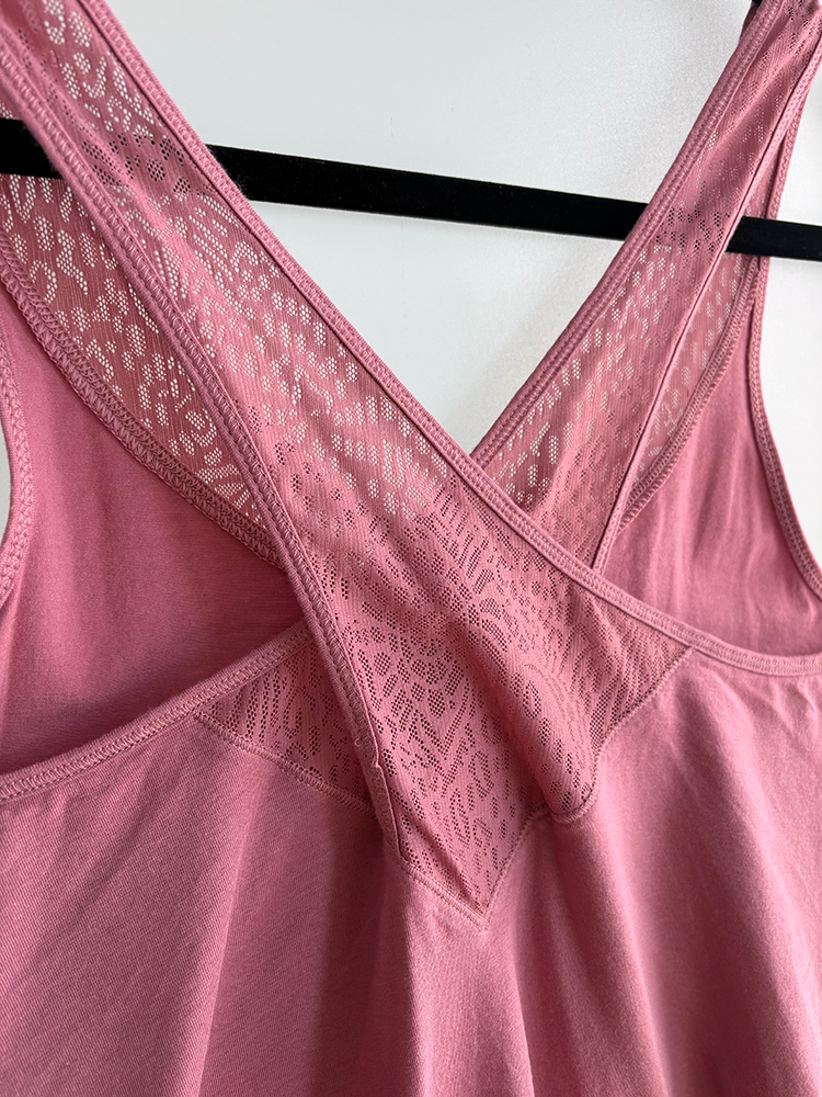 Size M | Calia Brand | Rose Print Lace Trim Racerback Tank