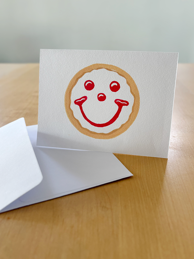 Smiley Cookie Cards | Set of 4 | Block Printed by Hand