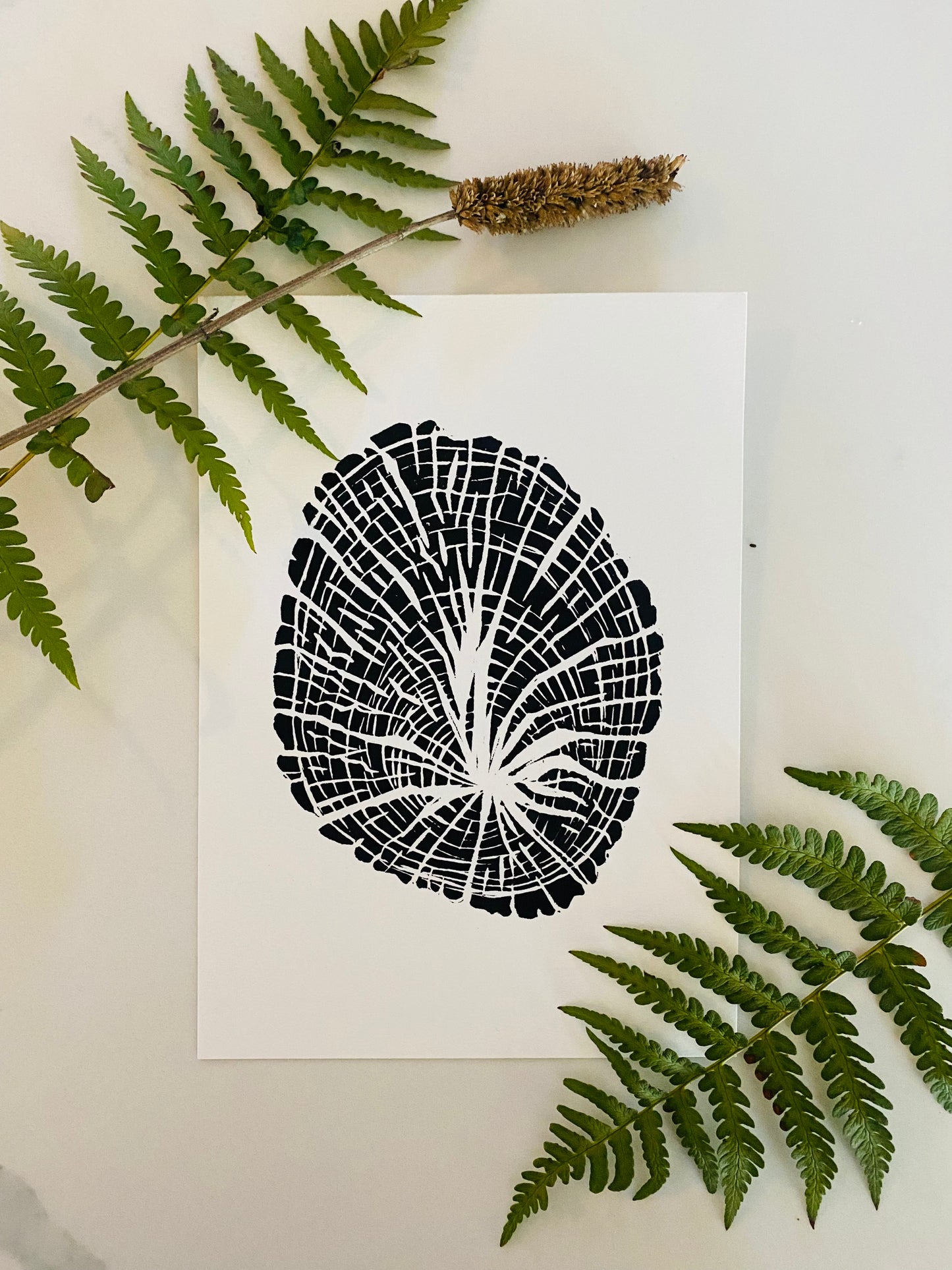 Tree Stump 5" x 7" Block Print