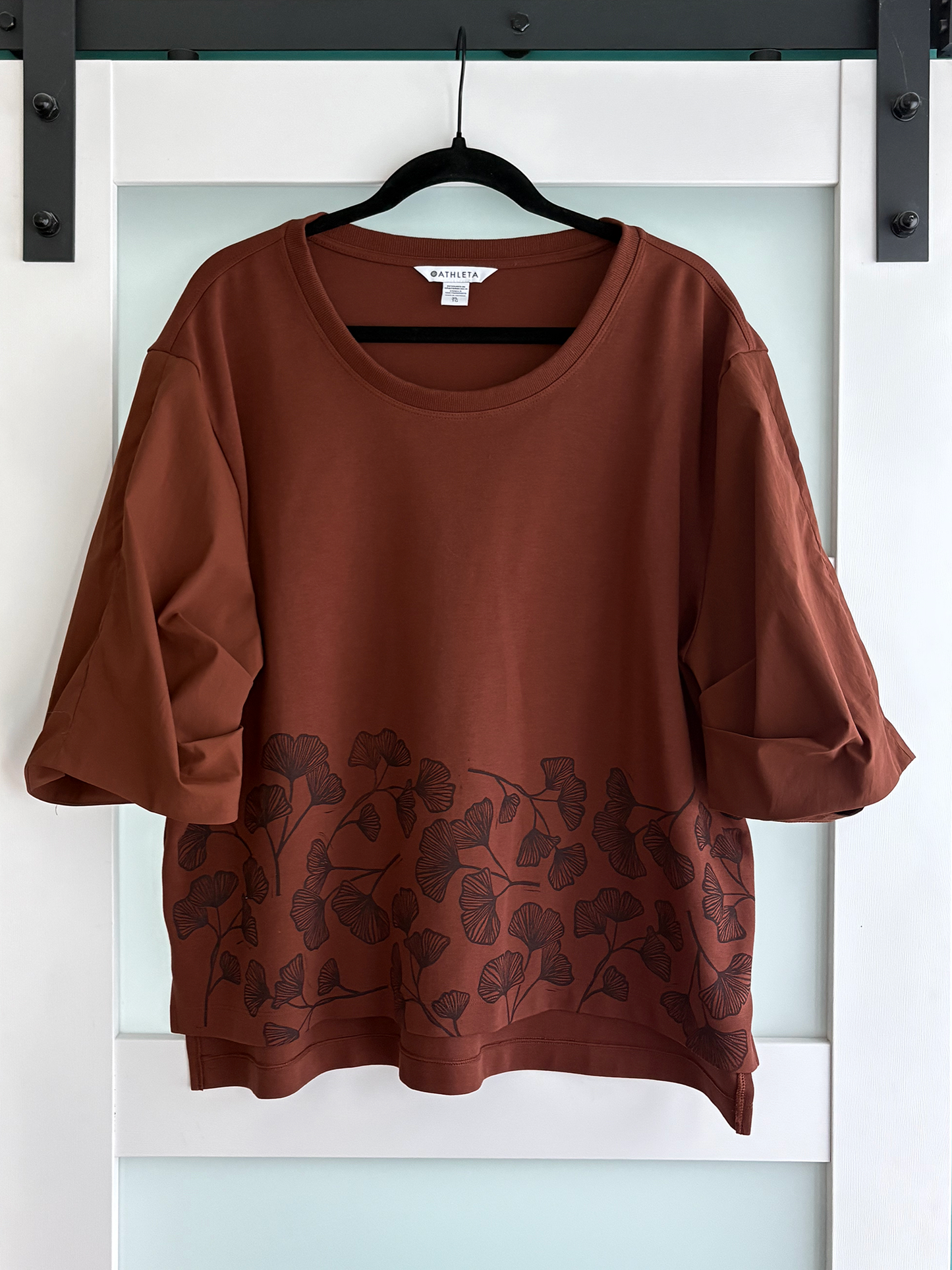Size XL | Athleta Brand | Gingko Print Balloon Sleeve Top