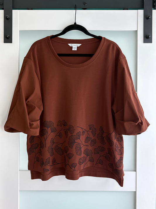 Size XL | Athleta Brand | Gingko Print Balloon Sleeve Top