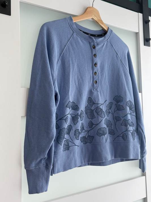 Size S | Gap | Gingko Print Henley Sweatshirt