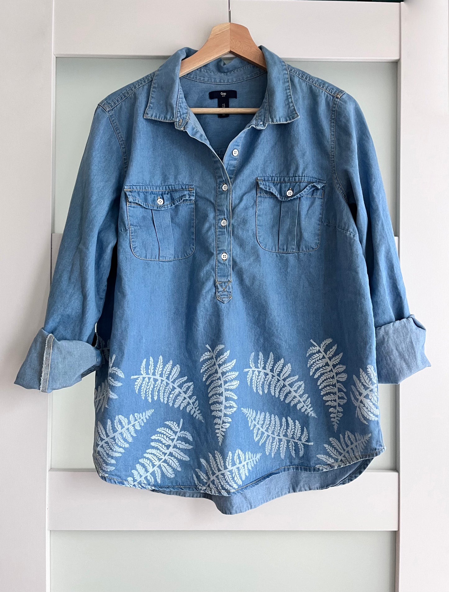 Hand Printed Upcycled Mixed Media Shirts