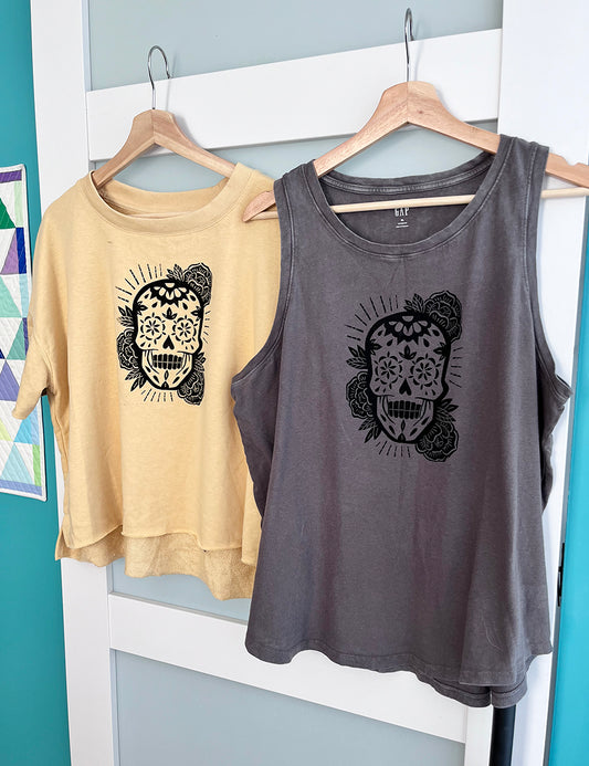 Graphic Tees and Tanks | Hand Block Printed | Upcycled