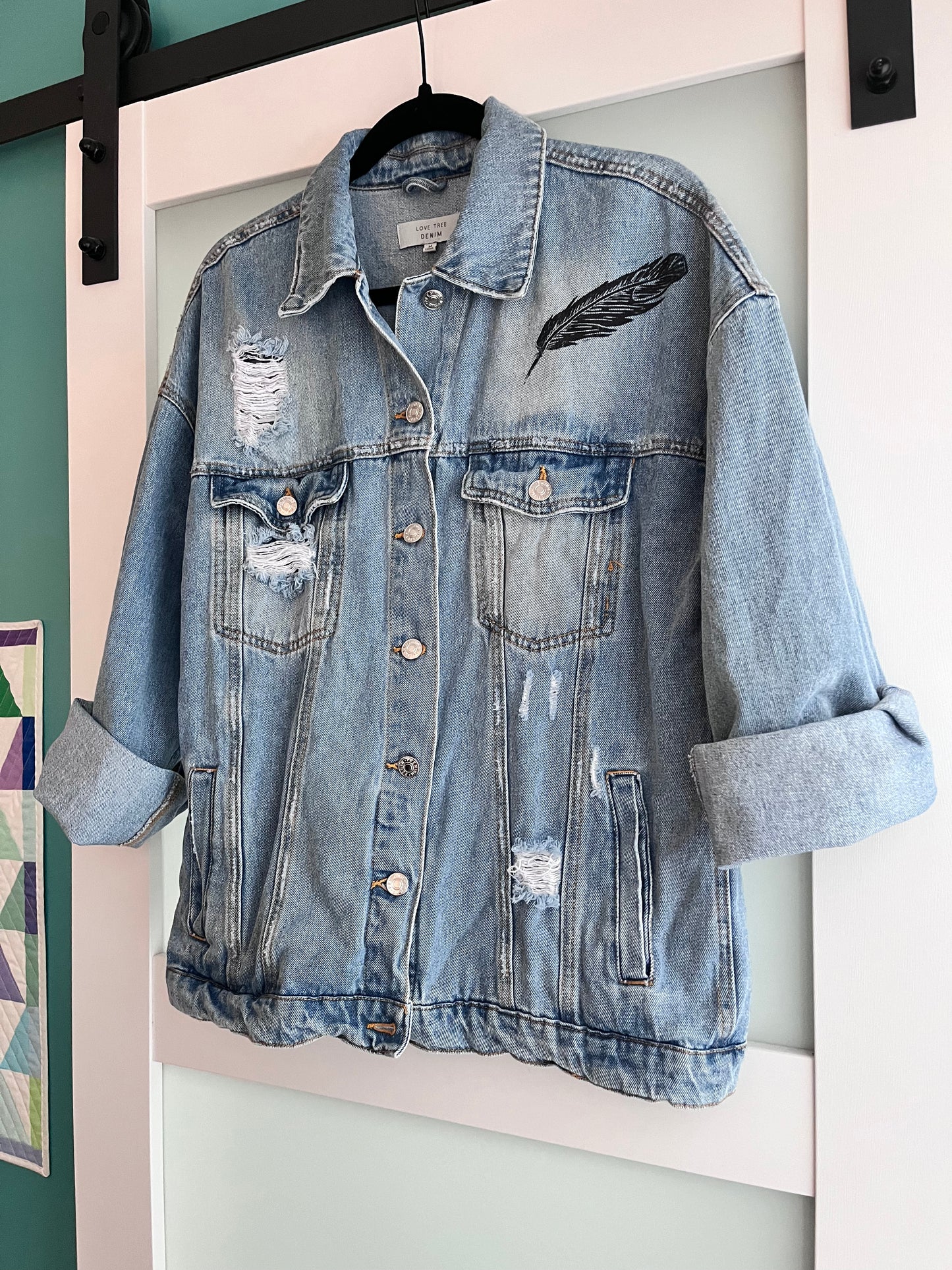 Denim Jacket | Upcycled | Hand Block Printed