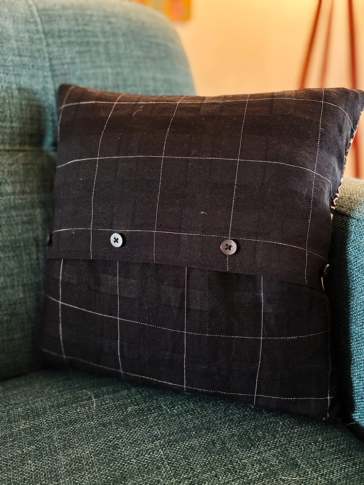 Manhole Mandala Pillow | Block Printed by Hand on Upcycled Materials