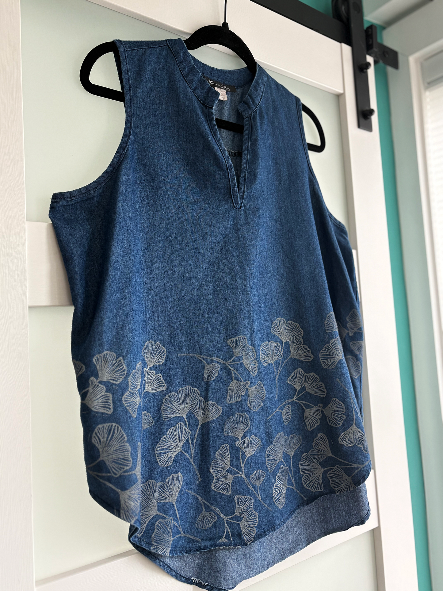 Size XL | Norma Allen Brand | Gingko Print Denim Tank