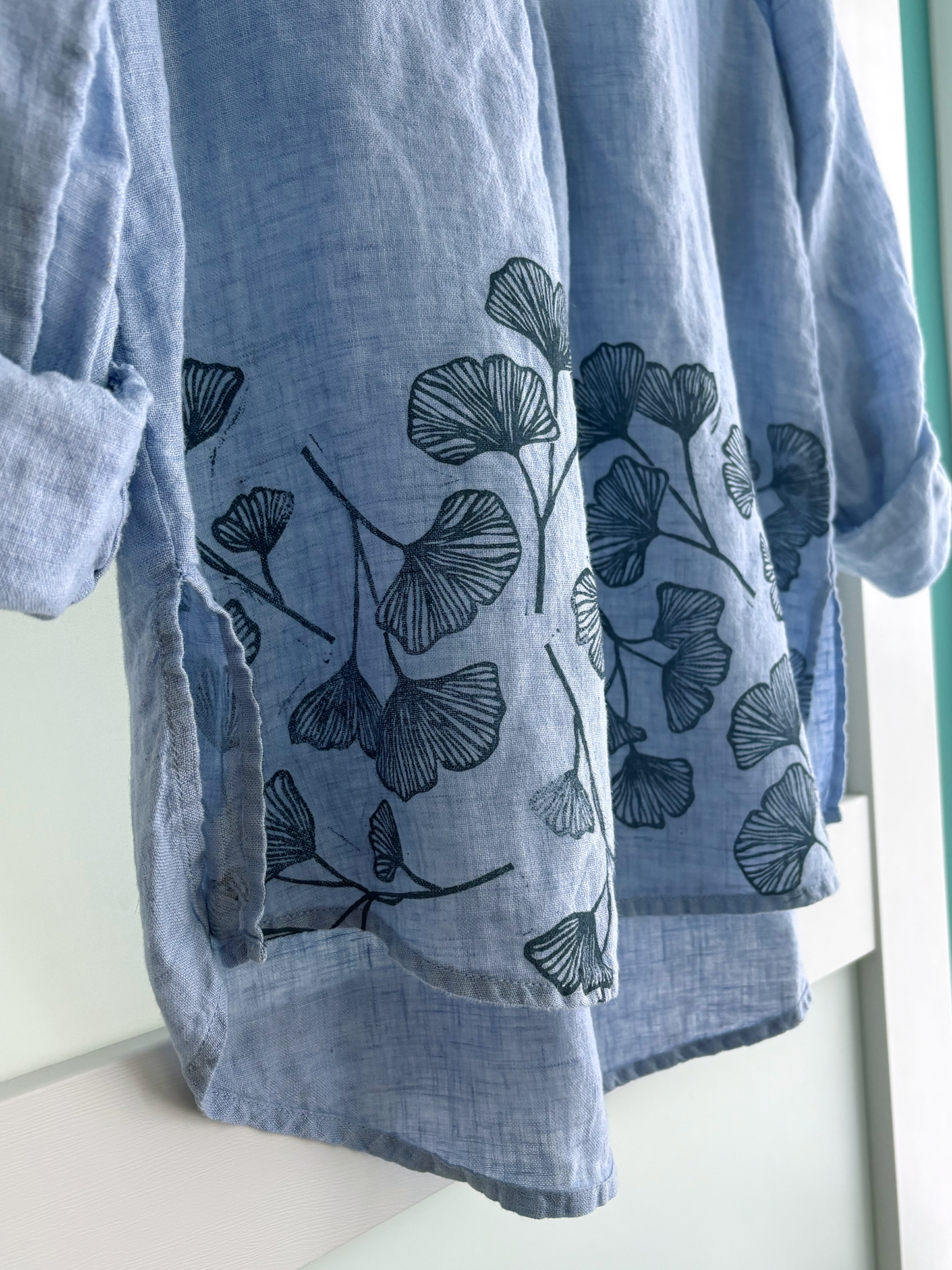 Size M | Sigrid Olsen | Linen Gingko Print Tunic