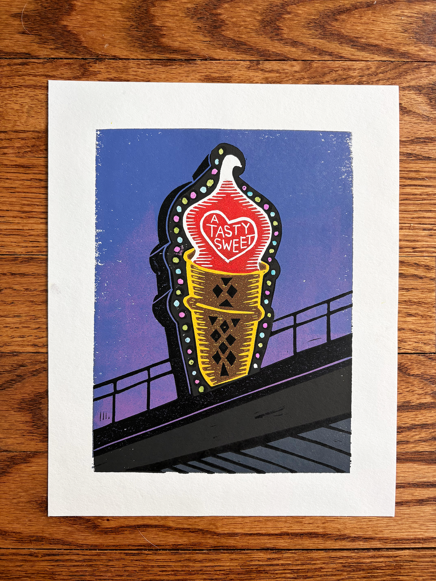 Page's Dairy Mart Neon Sign Block Print