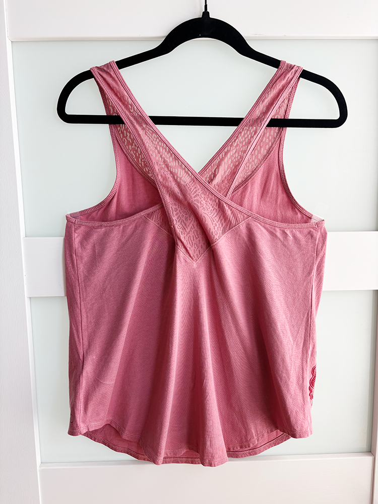 Size M | Calia Brand | Rose Print Lace Trim Racerback Tank