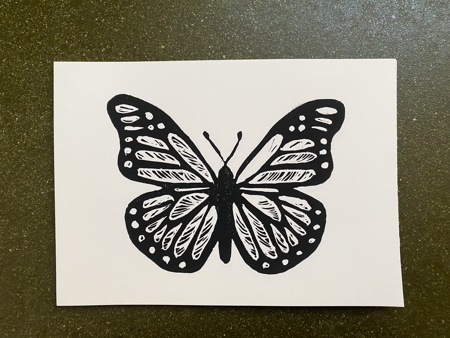 Monarch 5" x 7" Block Print