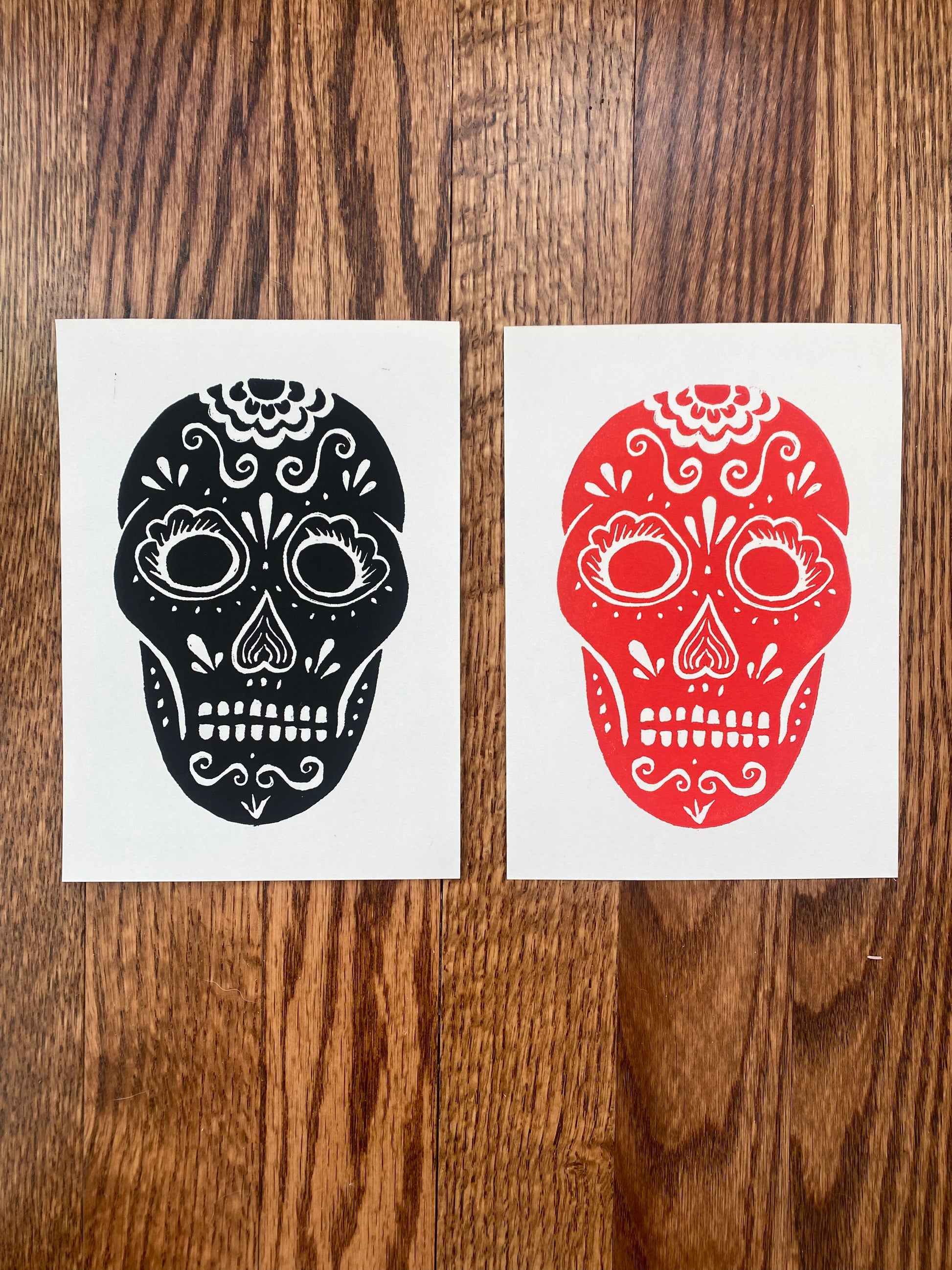 Calavera (Sugar Skull) 5 calavera-sugar-skull-5-x-7-block-print-squiggle-art